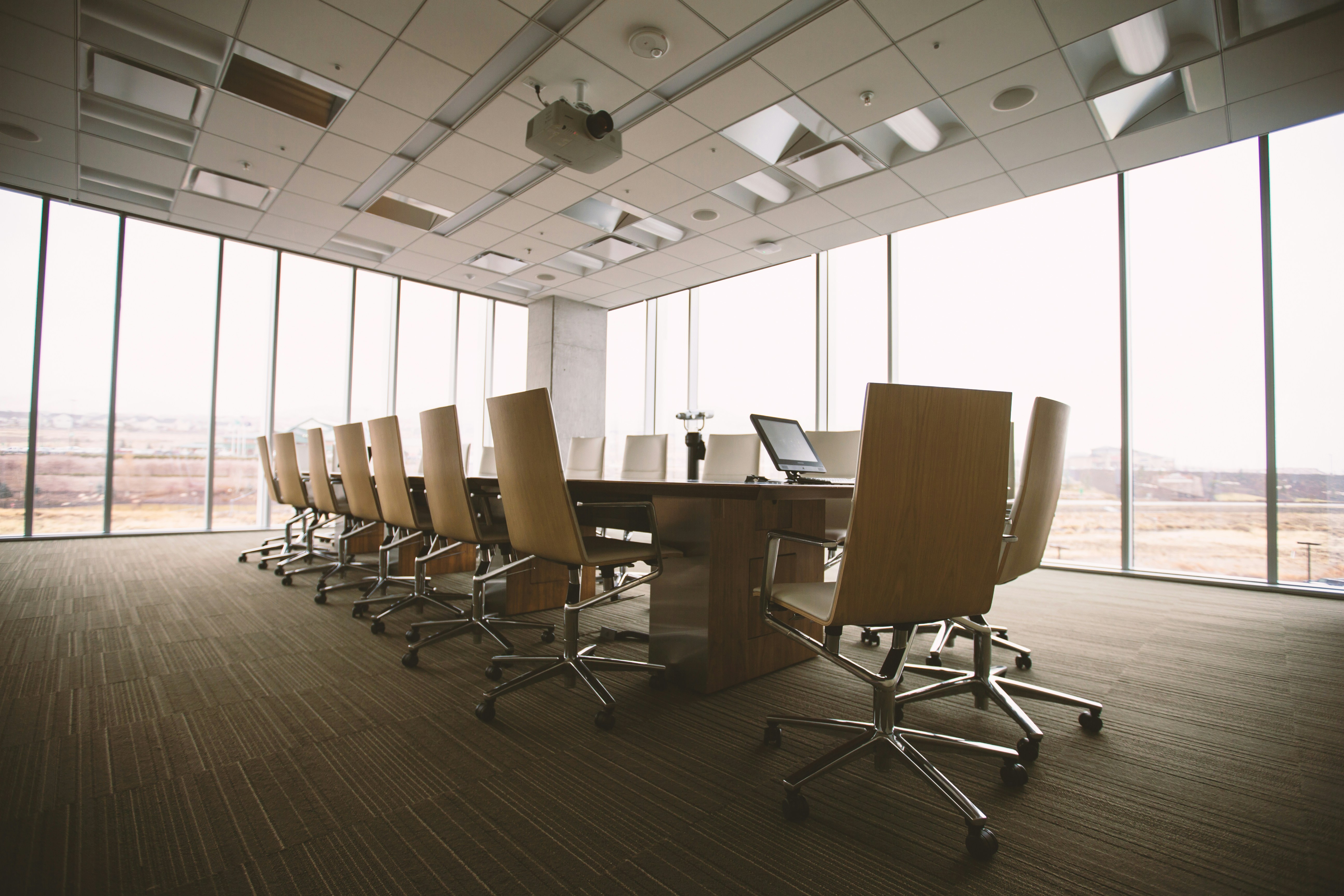 Boardroom prepared for an advisory conversation