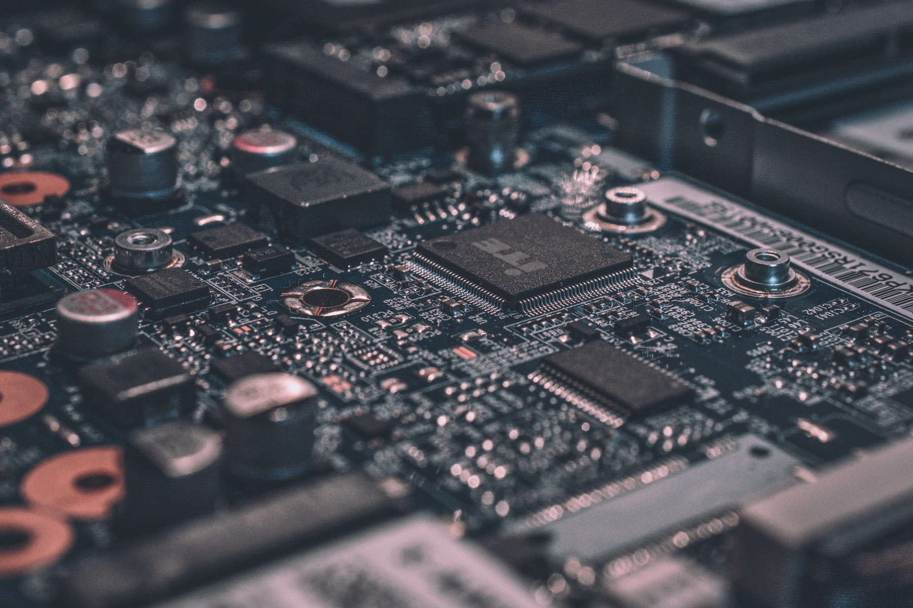 Close-up of advanced computing hardware and modern technology